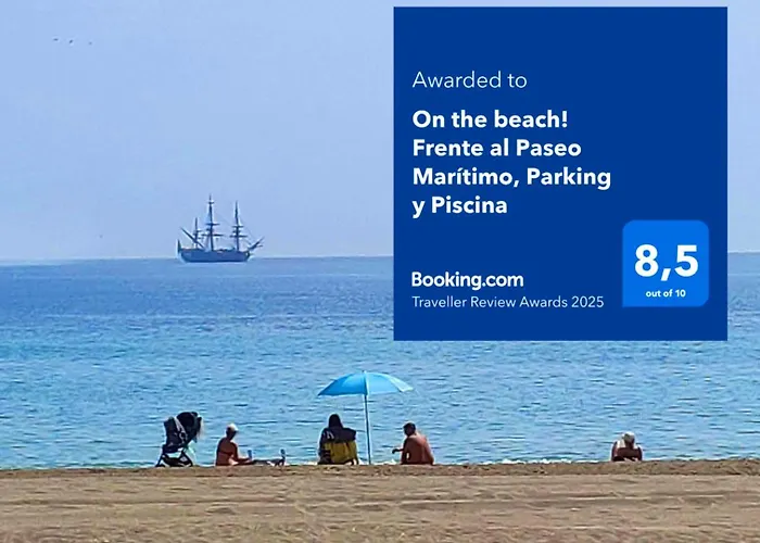 On The Beach! Frente Al Paseo Maritimo, Parking Y Piscina